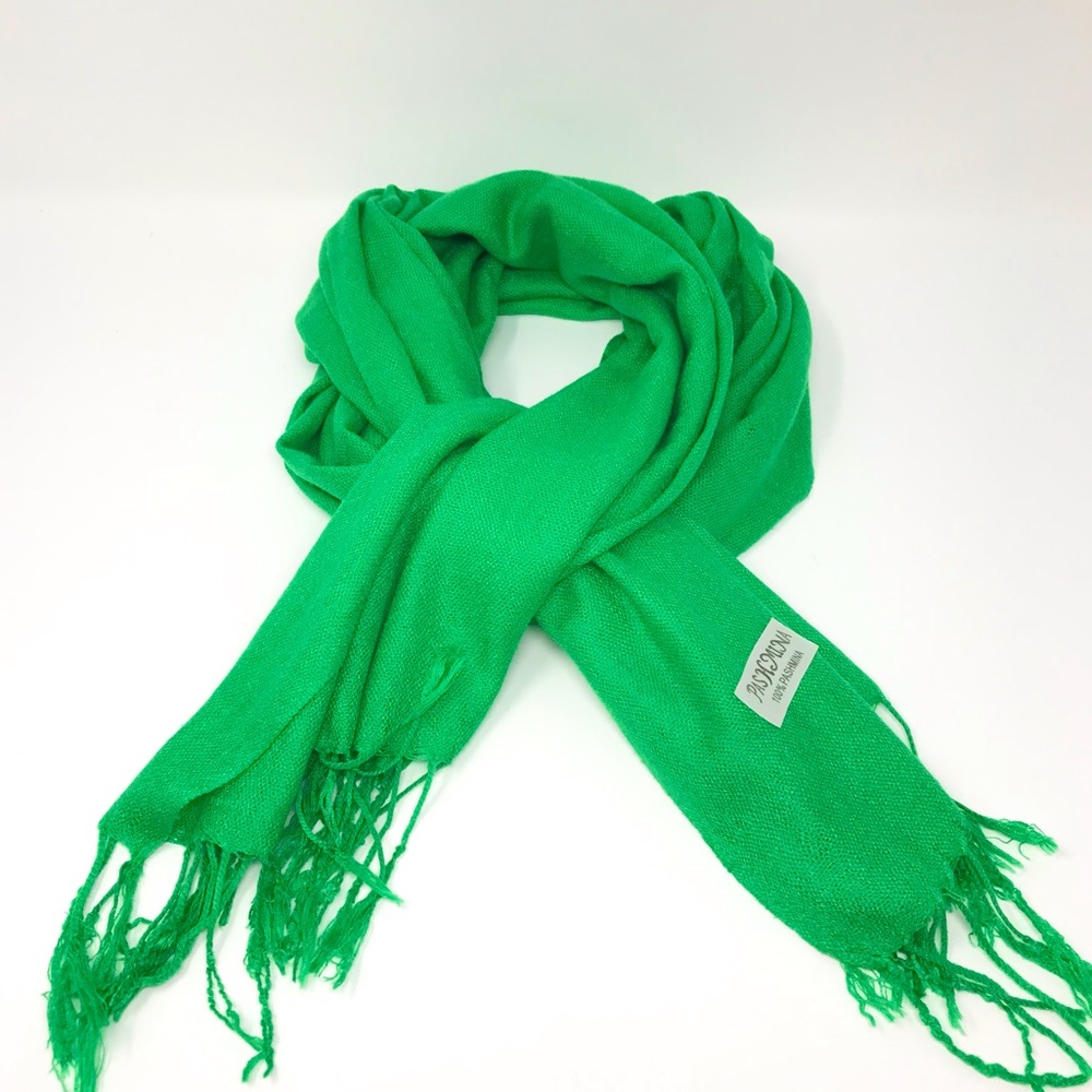 100%Pashmina Green Scarf - Picture 2 of 5